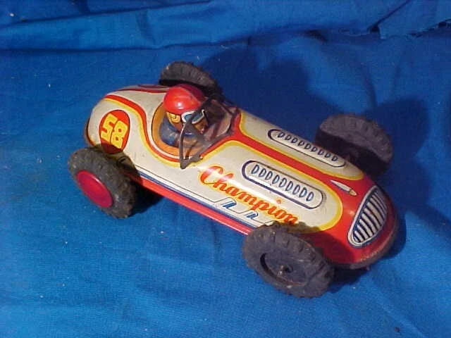1950S CHAMPION TIN Litho FRICTION Toy RACE CAR Made in JAPAN $9.95