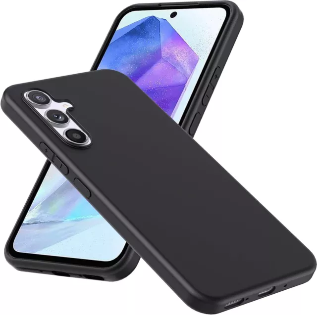 For Samsung Galaxy A55 5G Case, Slim Silicone Gel Phone Cover Matte Black