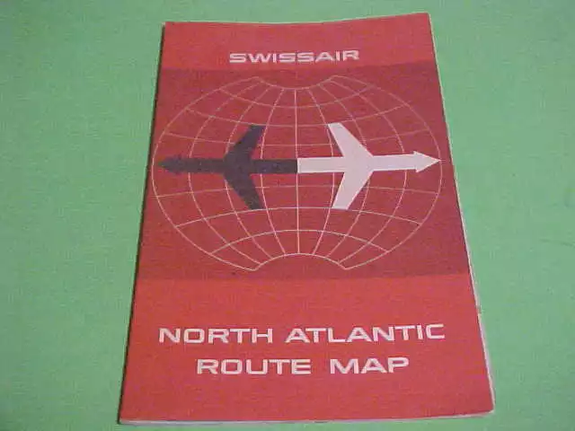 1965 Swissair Airlines North Atlantic Route Map 18 By 20 1/4