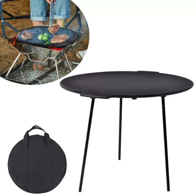 BBQ Grillpfanne Rund Ø 45cm Dutch Oven Abnehmbar Dreibein Grillplatte Gusseisen
