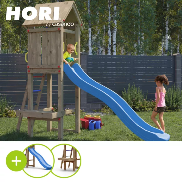 Hori Holz Spielturm Garten Kletterturm Stelzenhaus Bella Spielgerät mit Zubehör