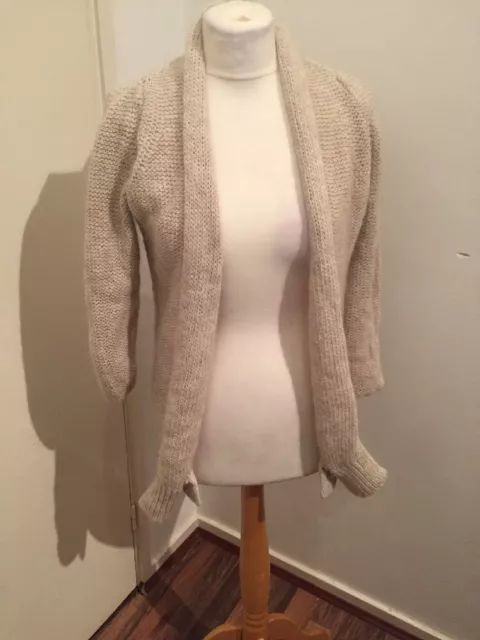 Gorgeous Alpaca Wool Mix Cream Cardigan Turnover Size S Immaculate Condition