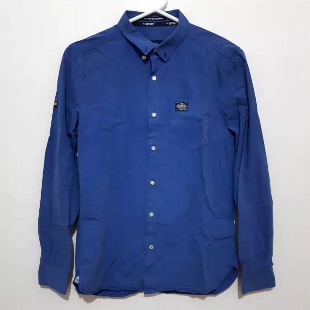 Superdry Shirt Mens Blue Long Sleeve Bay View Button Down Size Medium
