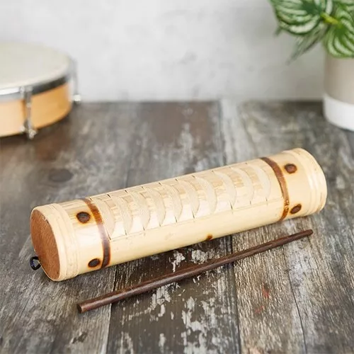 Handmade Carved Wooden Guiro Shaker Hand Percussion Musical Instrument 25cm