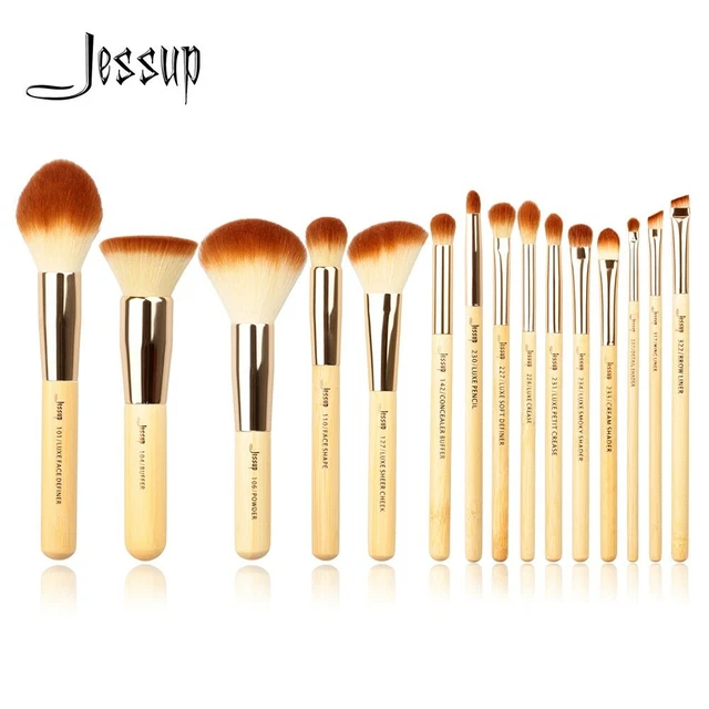 Jessup di Bambù 15pcs di Bellezza Pennelli Trucco Professionale Set Make up