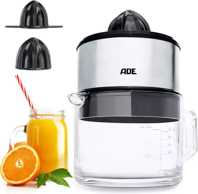 ADE Elektrische Orangen - Zitronenpresse, Saftpresse, 1 Liter Glaskaraffe