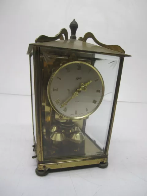 Vtg Mid-Century Schatz German 400 Day Carriage Anniversary Clock Brass #53 As Is
