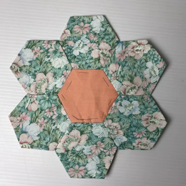 Hexagon Quilting 9" Block ~ ~ Vintage Fabrics ~ Hand Pieced