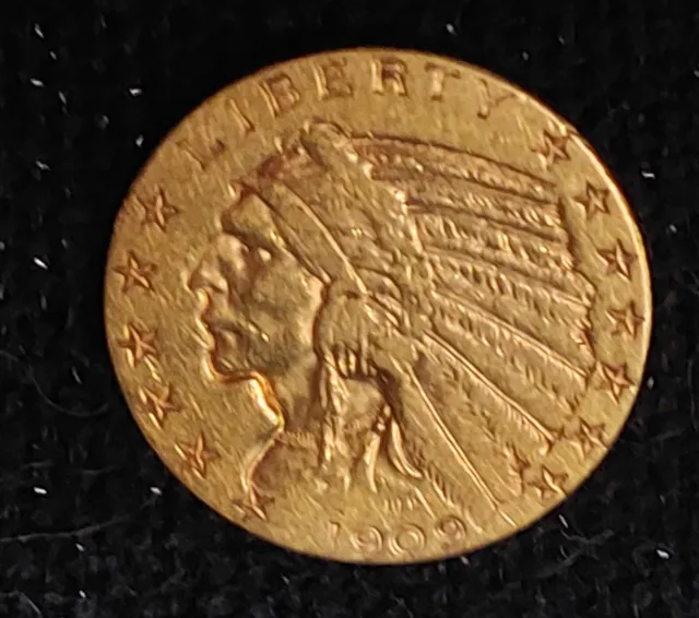 1909 US Half Eagle Indian $5 Five Dollar Gold Coin