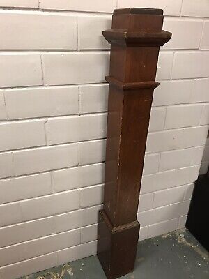 Antique Vtg Oak? Staircase Newel Post 53 3/8” Tall X 6 7/8” X 6 5/8” 2