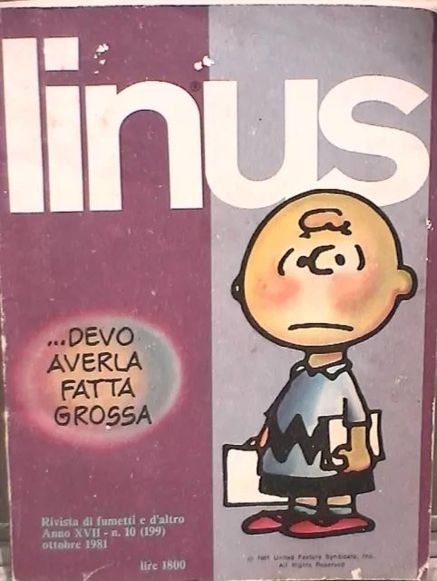 LINUS Anno XVII n 10 199 Ottobre 1981 Fumetti Narrativa per Ragazzi Rivista di