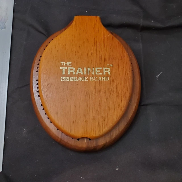 VINTAGE THE TRAINER Cribbage Board Wood Toilet Seat Shape With 4 Pegs
