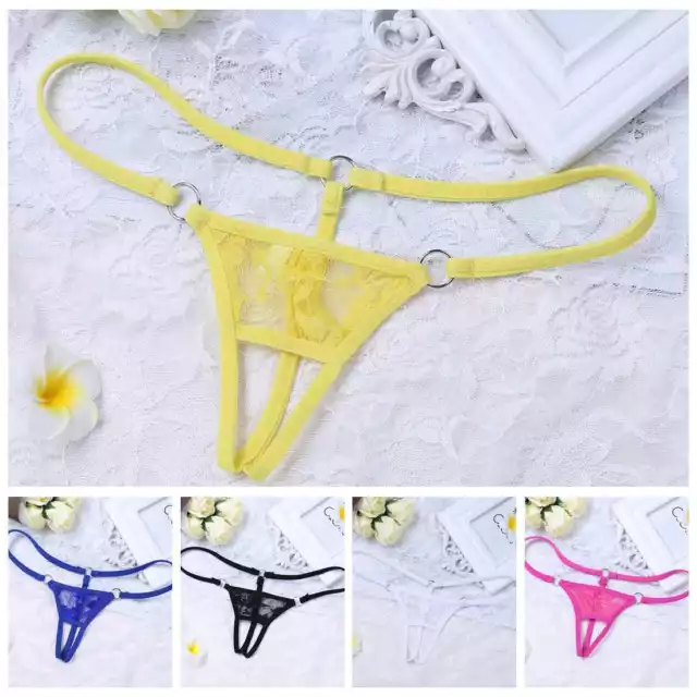 Women Crotchless Lace Lingerie Bikini G String T Back Panties Knickers