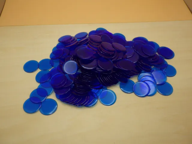 Transparent Blue Bingo Chips, Pack of 250, Tokens Counters Markers 3/4" Supply
