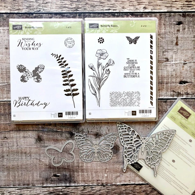 STAMPIN UP BUTTERFLY BASICS Plus BUTTERFLIES THINLITS (2 stamp sets + 1 ...