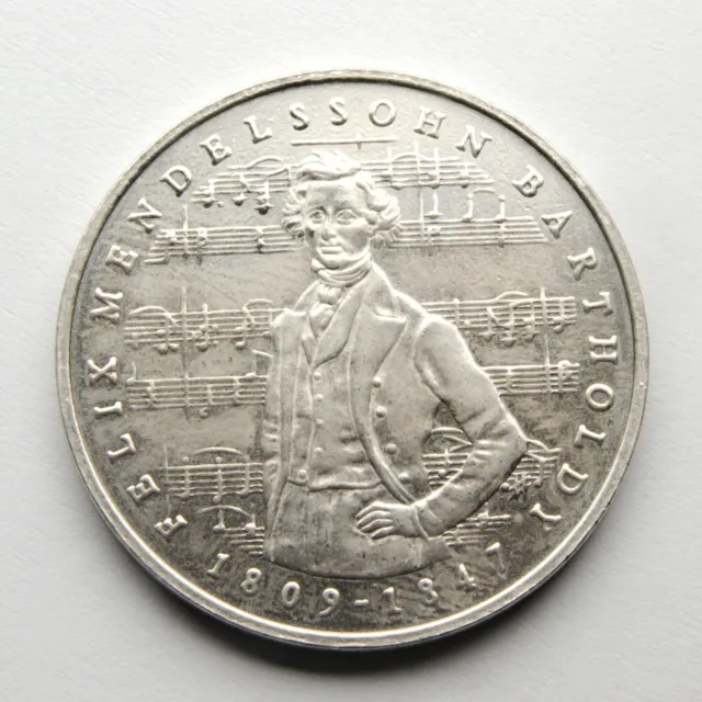 5 DM Felix Mendelssohn Bartholdy mit Noten 1984 Kupfer Nickel 29 mm