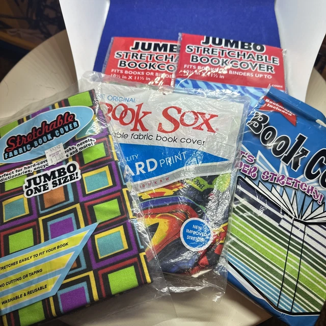 5 Stretchy Book Cover  Book Sox Jumbo Sizes Vintage New!