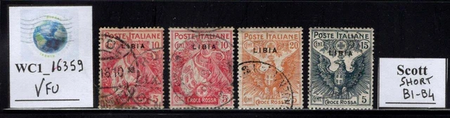 WC1_16359. ITALY COL.:LIBIA. 1915-1916 RED CROSS short set. Sc. B1-B4. Used