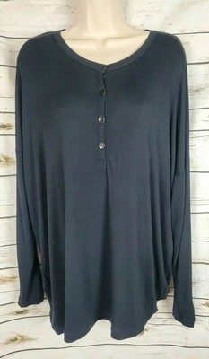 Cabi Black Henley Top Tee #3624 Tunic Jersey Knit Medium Womens