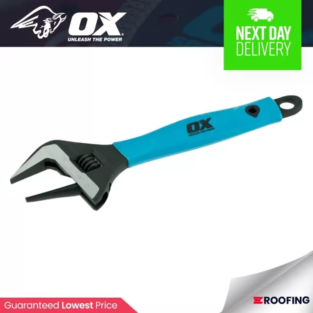 OX Tools OX-P324608 Pro 8in Adjustable Wrench 200mm Spanner Extra Wide 38mm Jaw