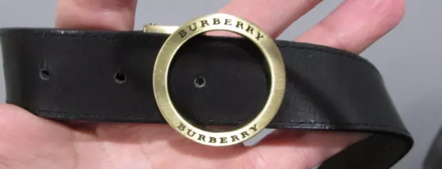 BURBERRY London 45” Women's Black Wide Leather Belt  Waist Sz 40