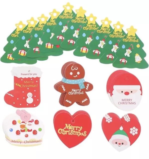 Weihnachtsgeschenk Etikett 100 Stck. Bindfaden Weihnachtsmann Strumpf Baum Papier Geschenketikett Kuchen Socke