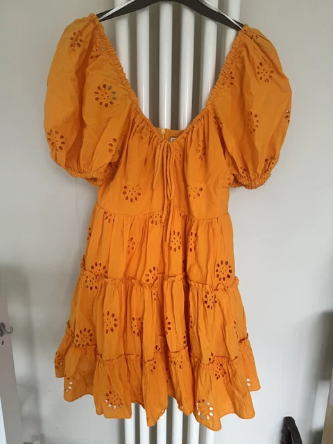 ZARA ORANGE MINI Dress With Cutwork Embroidery Broderie XS 25.00 -  PicClick UK