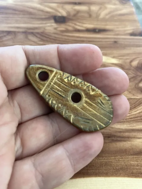 Vintage Antique Old Stock Carved Gilded Wood Pendant Bead