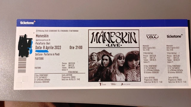 1 biglietto concerto maneskin Bari 31 marzo '23  