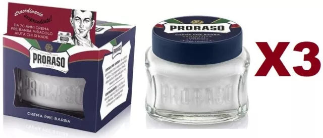 3 Pz Proraso Crema Pre Barba Protettiva 100Ml Con Aloe E Vitamina E