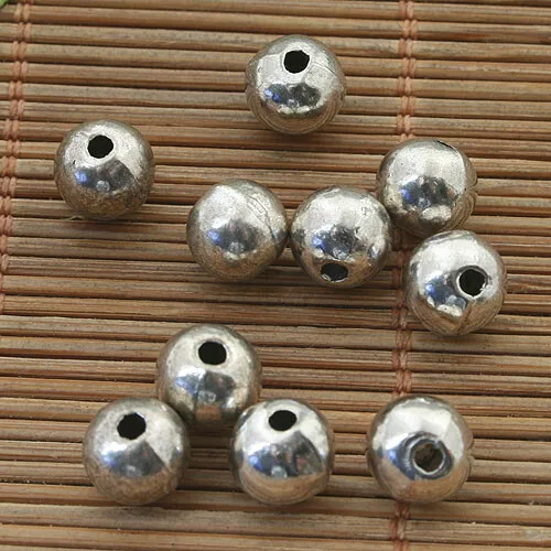 12pcs dark silver tone 7.7mm round spacer beads h3833