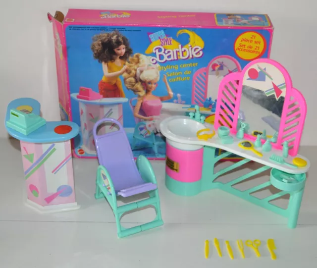 SALON DE COIFFURE STYLING CENTER playset Poupée BARBIE MATTEL Vintage 1988 8377