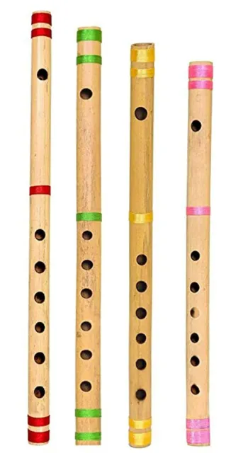 Wooden Musical Bamboo Flute Beautiful Combo Scale A, B, C & G, Set Of 4 Pcs