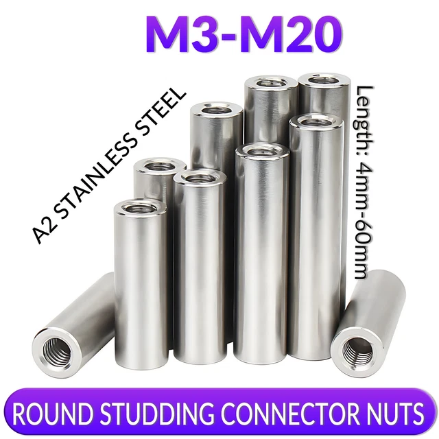 Manicotti Filettati Rotondi M5*20 Mm Dadi Di Accoppiamento Tondi Dado Lungo In Acciaio Inox Tondi Filettatura Interna 10Pcs (M5*20 - Foto 6