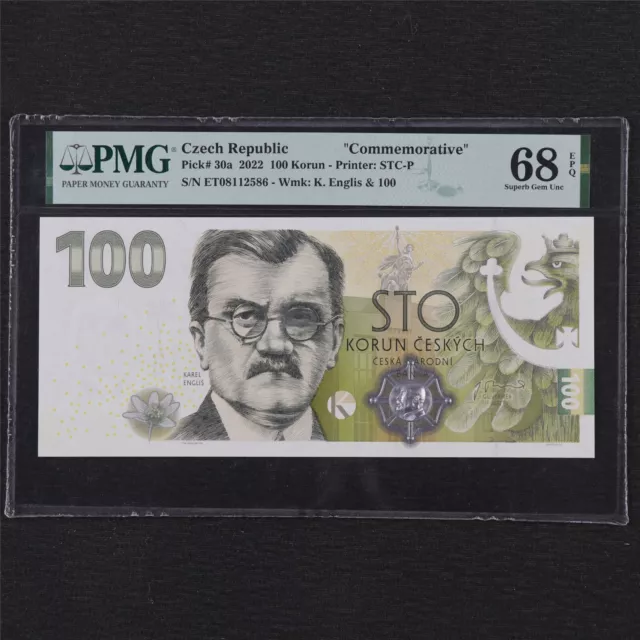 2022 Czech Republic "Commemorative" 100 Korun Pick#30a PMG 68 EPQ UNC