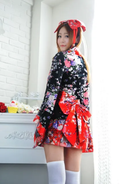 Japanese Women Kimono Lolita Maid Uniform Outfit Anime Cosplay Costume Dress 4
