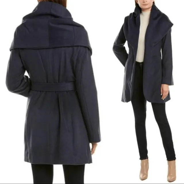 Tahari Belted Wrap Coat Marilyn Wool-Blend Double Face in Misty Blue 3