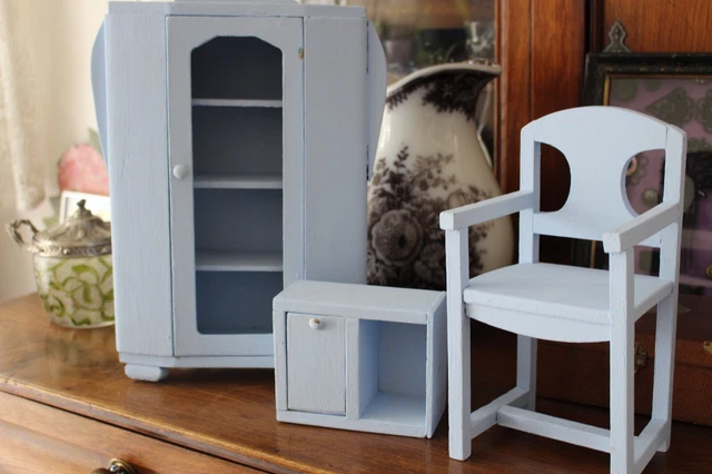 Armoire Miniature Ancienne Pour Poupée - Style Faux Bambou (France)