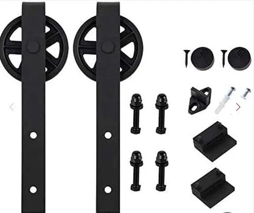 Sliding Barn Door Hardware Kit Black Steel Wheels Hangers Hardware Rustic