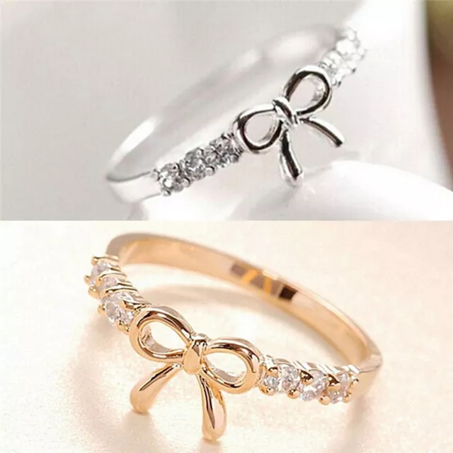 Hot Fashion Womens' Sexy Butterfly Jewelry Hot Simple Ladies Crystal Bow Ring~m'
