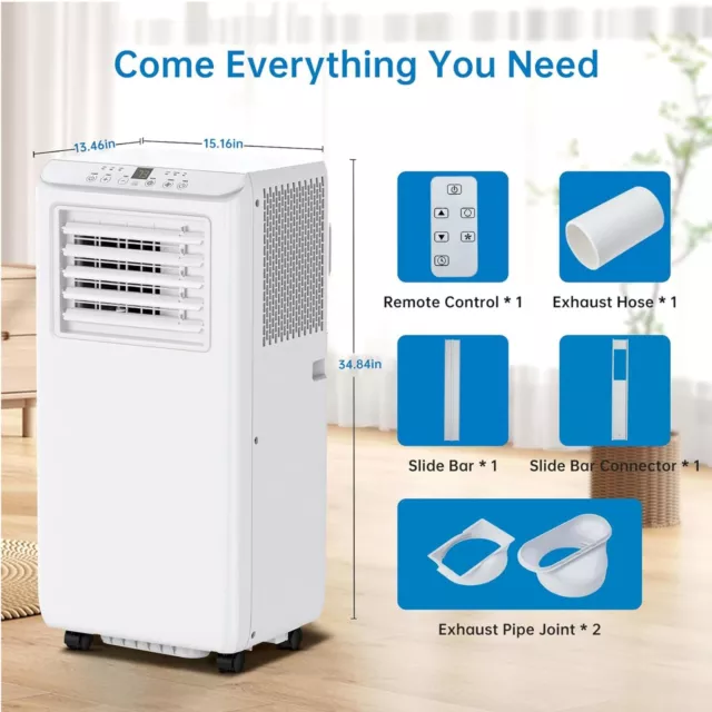 8000 BTU Portable Air Conditioner 3-in-1 Cool/Dry/Fan Modes With Remote Control 2