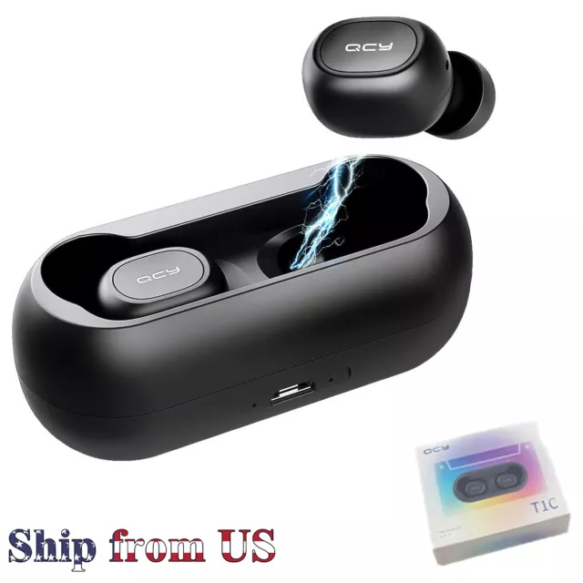 QCY T1C TWS 5.0 True Wireless Earbuds Sports Headset Headphones w/Charging Case