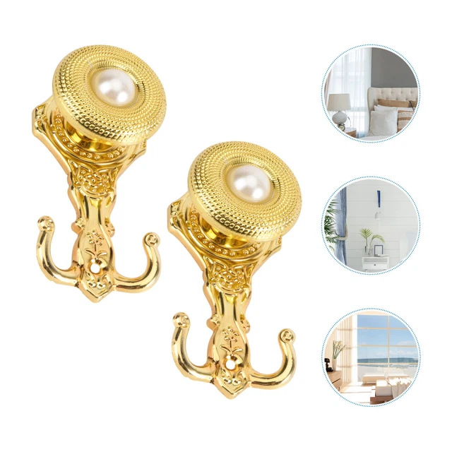 1 Pair Metal Pearl Decorated Curtain Holdbacks Wall Mounted Tassel Curtain