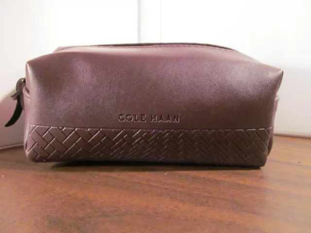 COLE HAAN AMERICAN AIRLINES BROWN amenity kit bag cosmetic travel holder dopp