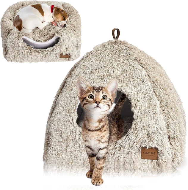 CAT BED PET Dog Round Plush Kitten Warm Sleeping Nest Bed Cat Igloo
