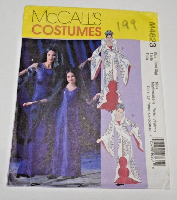 McCall's 3674 Miss Gothic, Witch, Adams Family Costume Sz SM - XLG UC