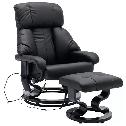 Massage Recliner Chair PU Leather Recliner 360° Swivel Lounge w/ Remote Control