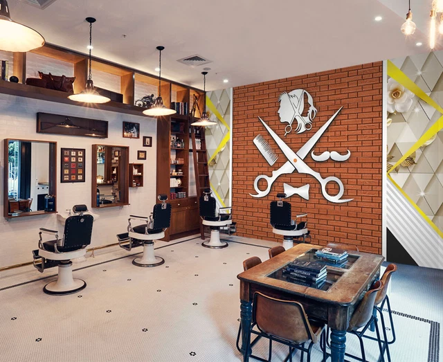 3D Art Barber Shop R1620 Hair Cut Barber Shop Wallpaper Mural