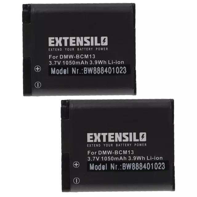 2 Batteries remplace Panasonic DMW-BCM13, DMW-BCM13E, DMW-BCM13PP 1050mAh