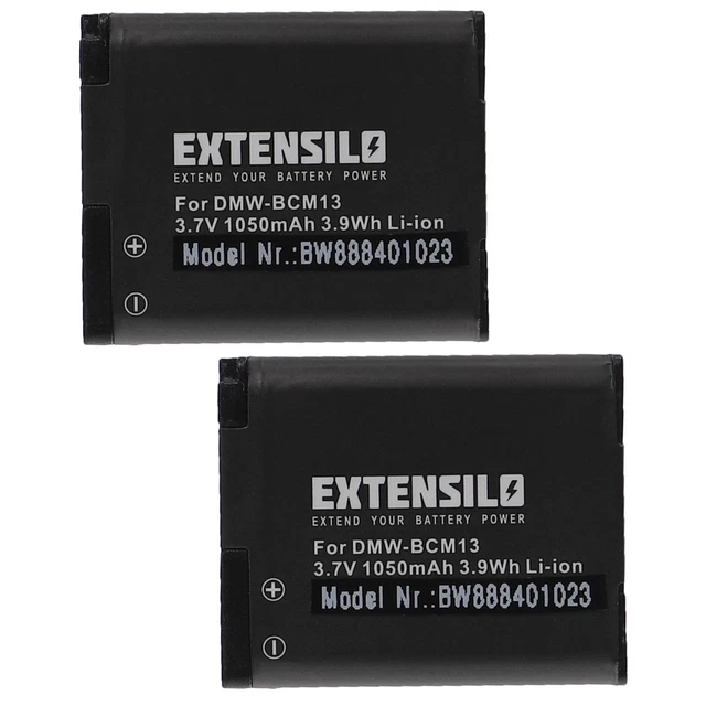 2 Batteries remplace Panasonic DMW-BCM13, DMW-BCM13E, DMW-BCM13PP 1050mAh